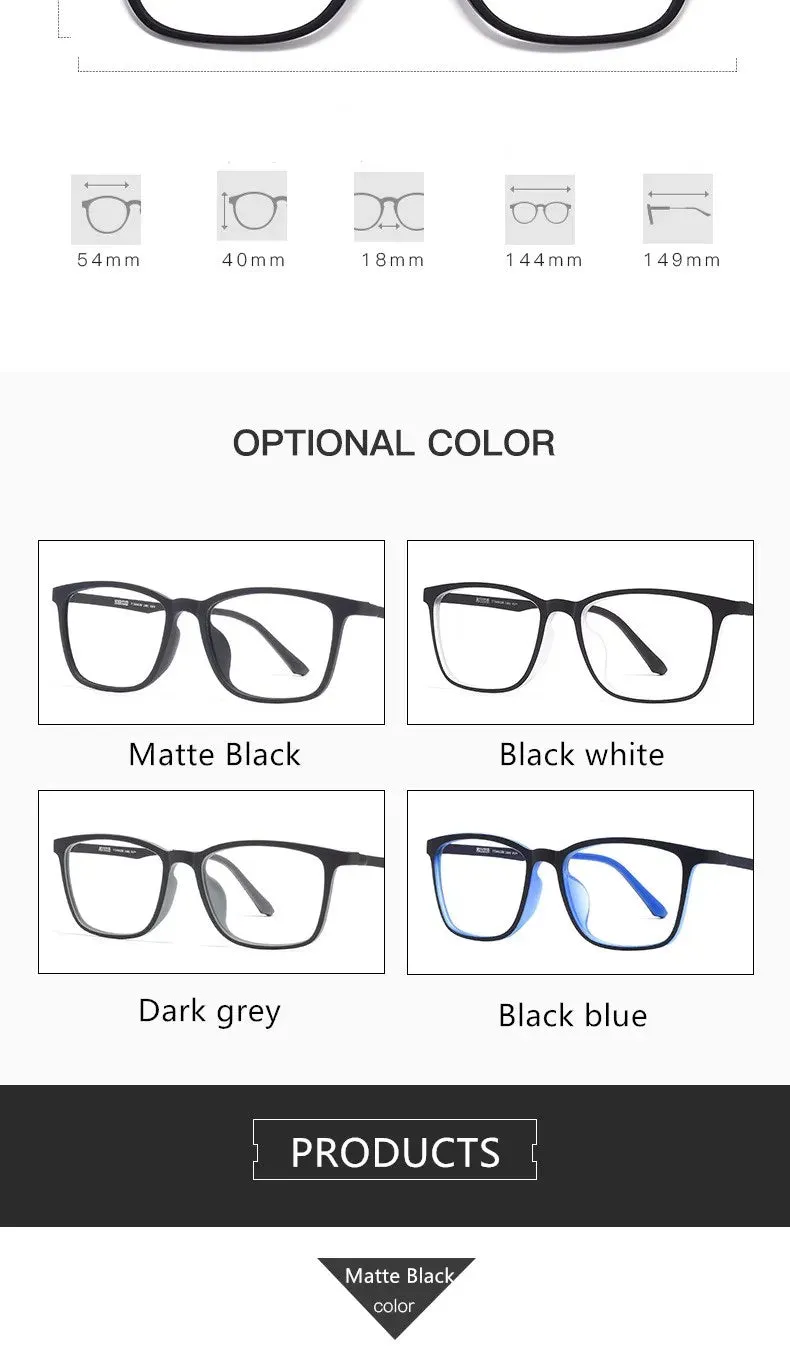 Kocolior Unisex Full Rim Square Titanium Tr 90 Eyeglasses 8808