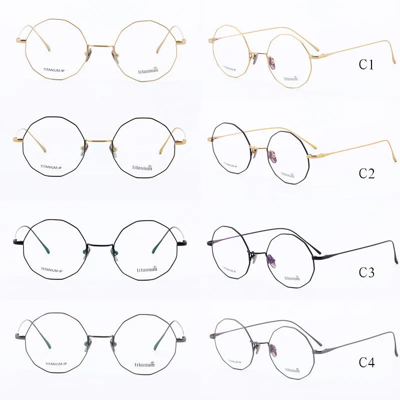 Muzz Unisex Full Rim Irregular Round Titanium Frame Eyeglasses Wz9138