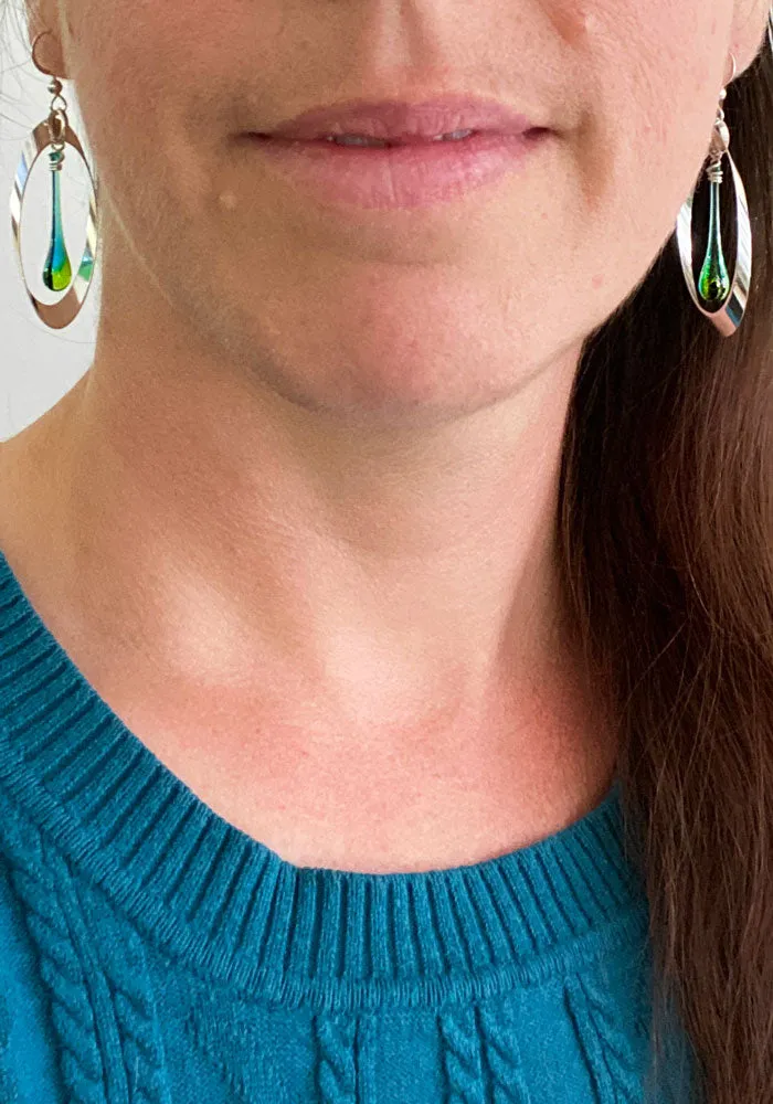 Oval Ribbon Earrings, Large
