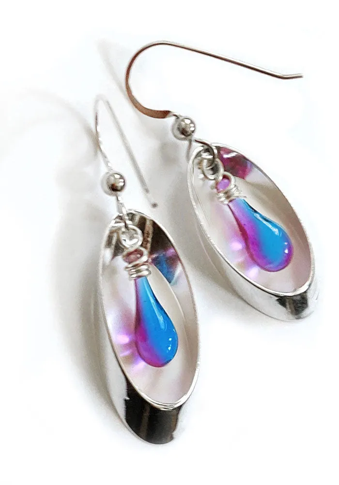 Oval Ribbon Earrings, Small