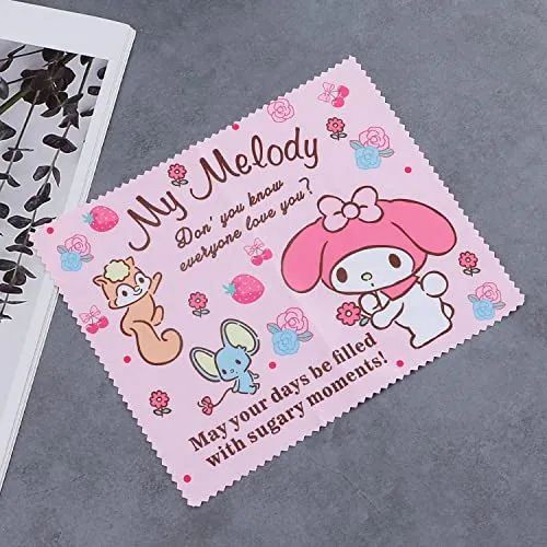 Pink Kitty Hard Shell Eyeglasses Cases Cartoon Protective Case with Glasses Cloth Storage Box Holder for Girl Teen-4