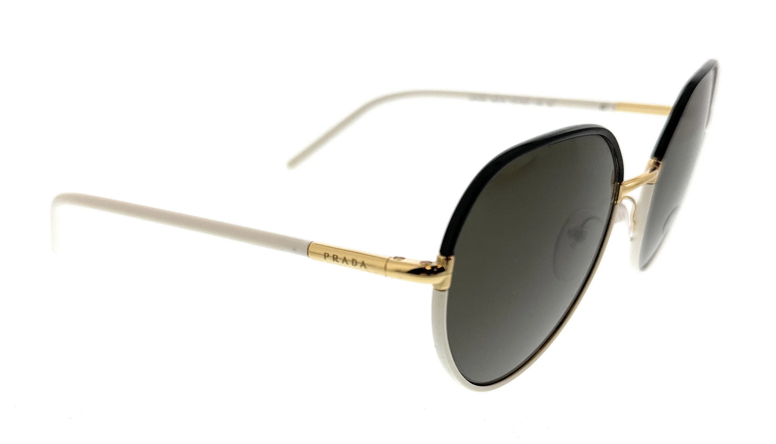 Prada 0PR 65XS YC45G158 Black/Ivory Round Sunglasses