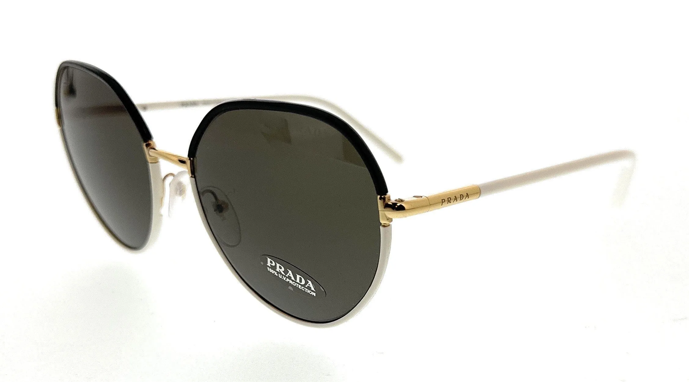 Prada 0PR 65XS YC45G158 Black/Ivory Round Sunglasses