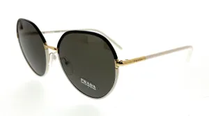 Prada 0PR 65XS YC45G158 Black/Ivory Round Sunglasses