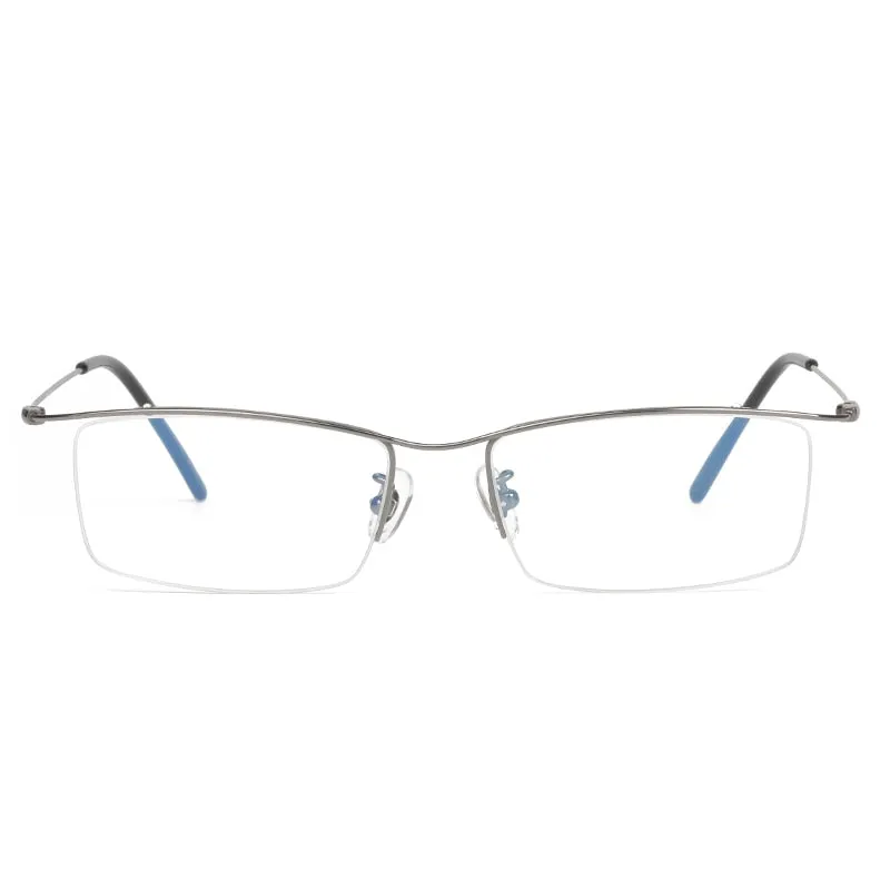 Reven Jate Men's Eyeglasses Browline Half Rim Titanium Ej1010 Spectacles