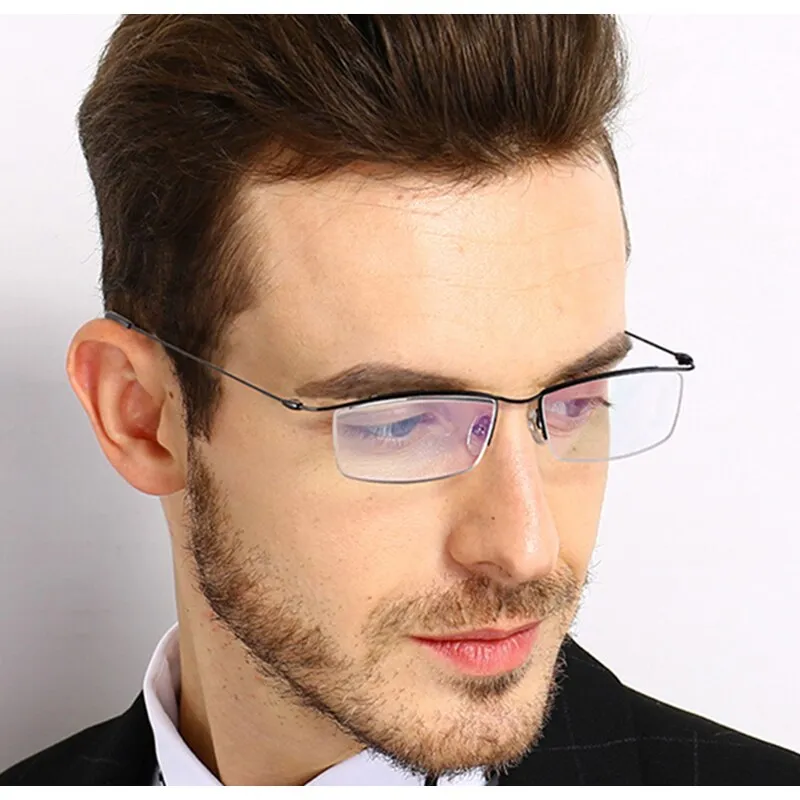 Reven Jate Men's Eyeglasses Browline Half Rim Titanium Ej1010 Spectacles