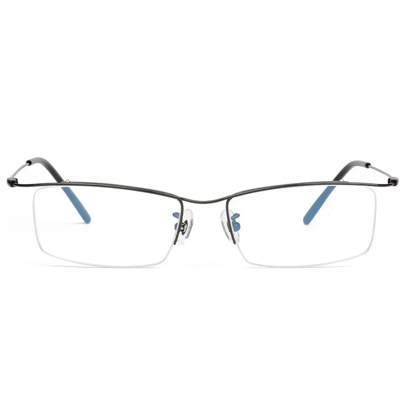 Reven Jate Men's Eyeglasses Browline Half Rim Titanium Ej1010 Spectacles