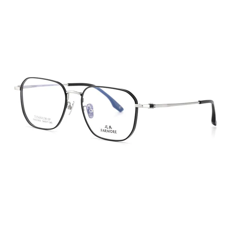 Reven Jate Unisex Full Rim Polygon Square Titanium Eyeglasses 21003