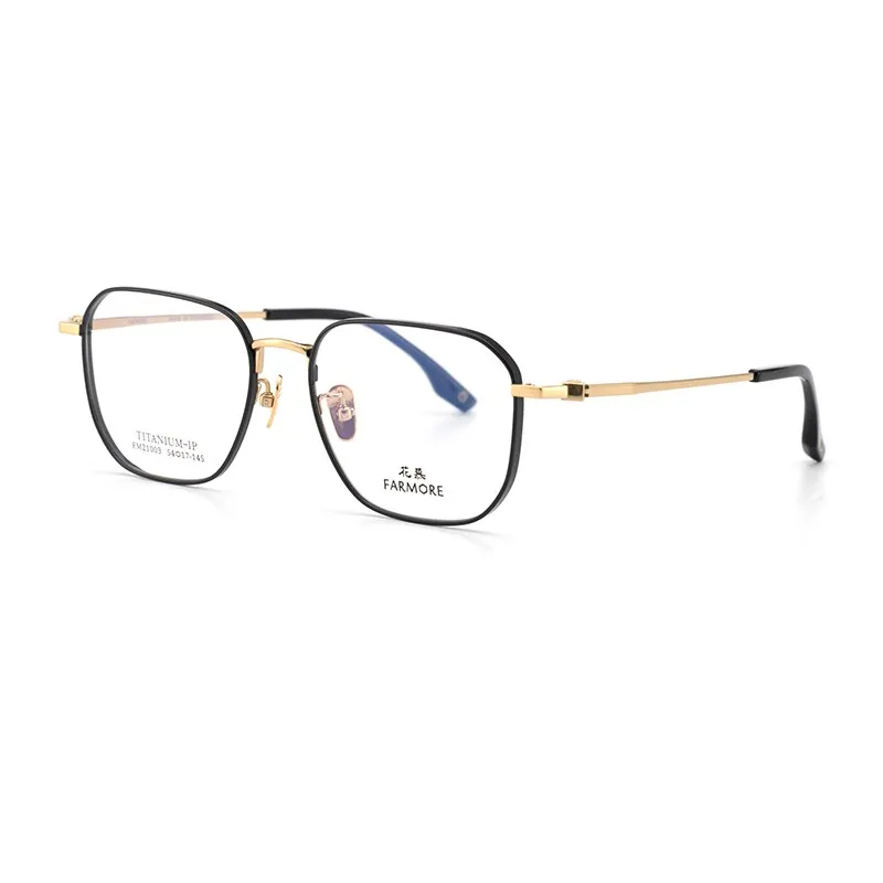 Reven Jate Unisex Full Rim Polygon Square Titanium Eyeglasses 21003