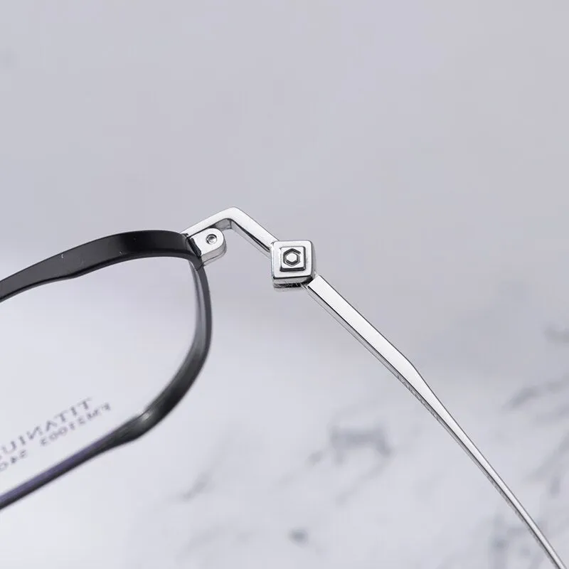 Reven Jate Unisex Full Rim Polygon Square Titanium Eyeglasses 21003