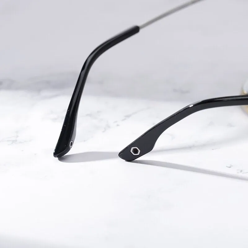 Reven Jate Unisex Full Rim Polygon Square Titanium Eyeglasses 21003