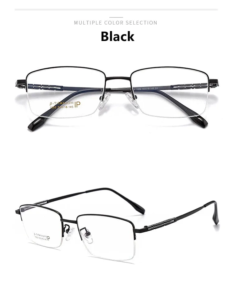 Yimaruili Men's Semi Rim β Titanium Frame Eyeglasses 1052