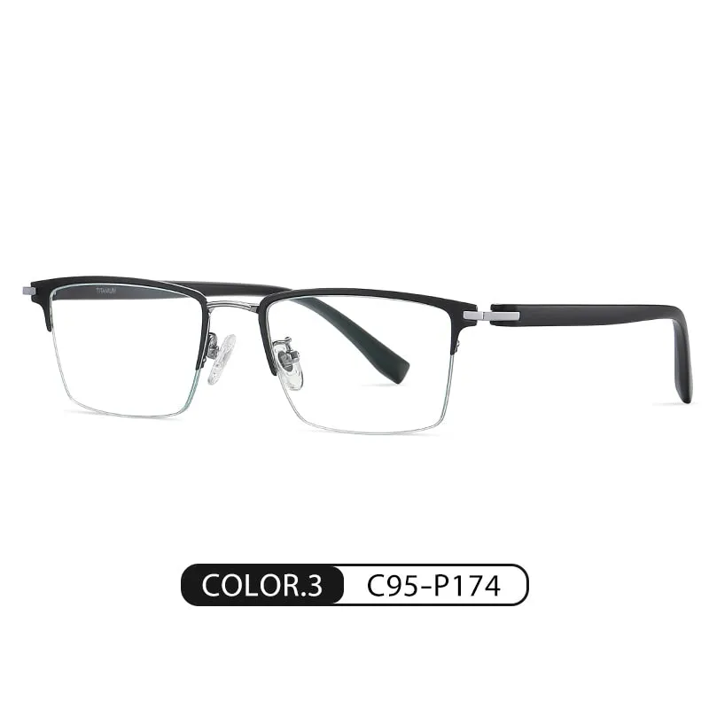 Zirosat Men's Semi Rim Square Tr 90 Titanium Eyeglasses St6213